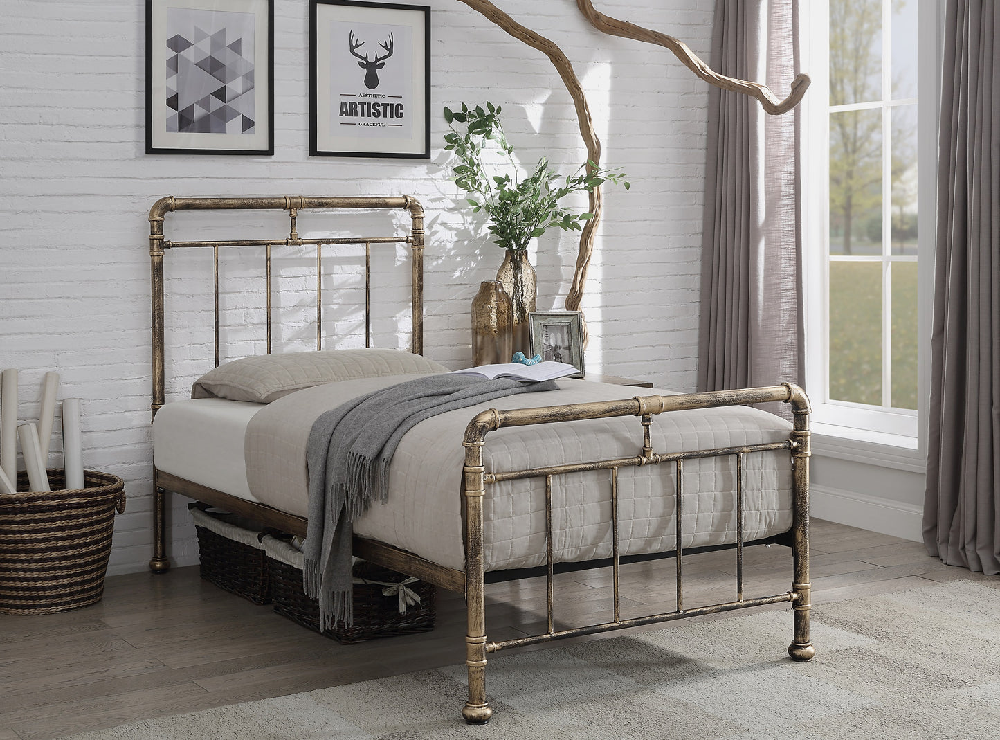 Canberra Metal Bed Frame - Antique Bronze 2