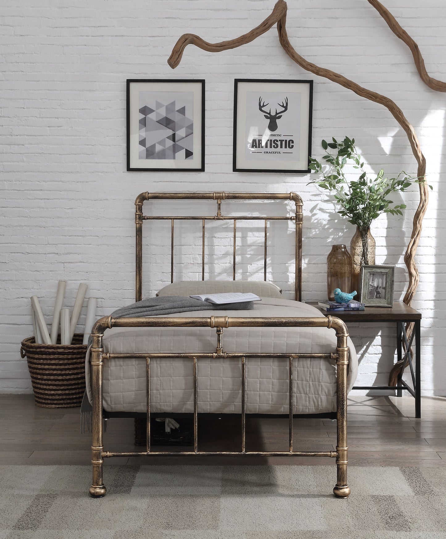 Canberra Metal Bed Frame - Antique Bronze 2