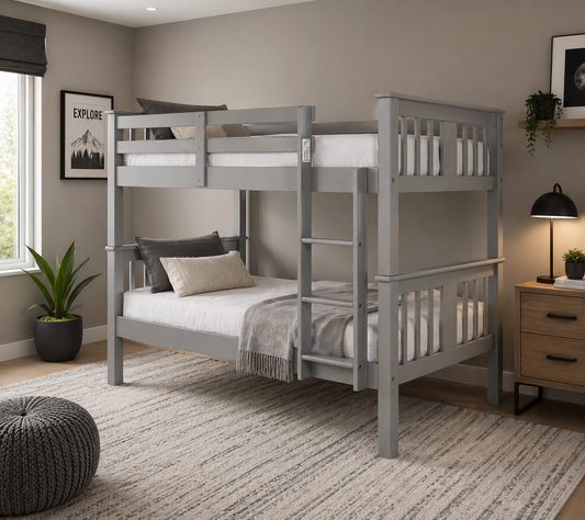 Columbus Wooden Bunk Bed - Grey