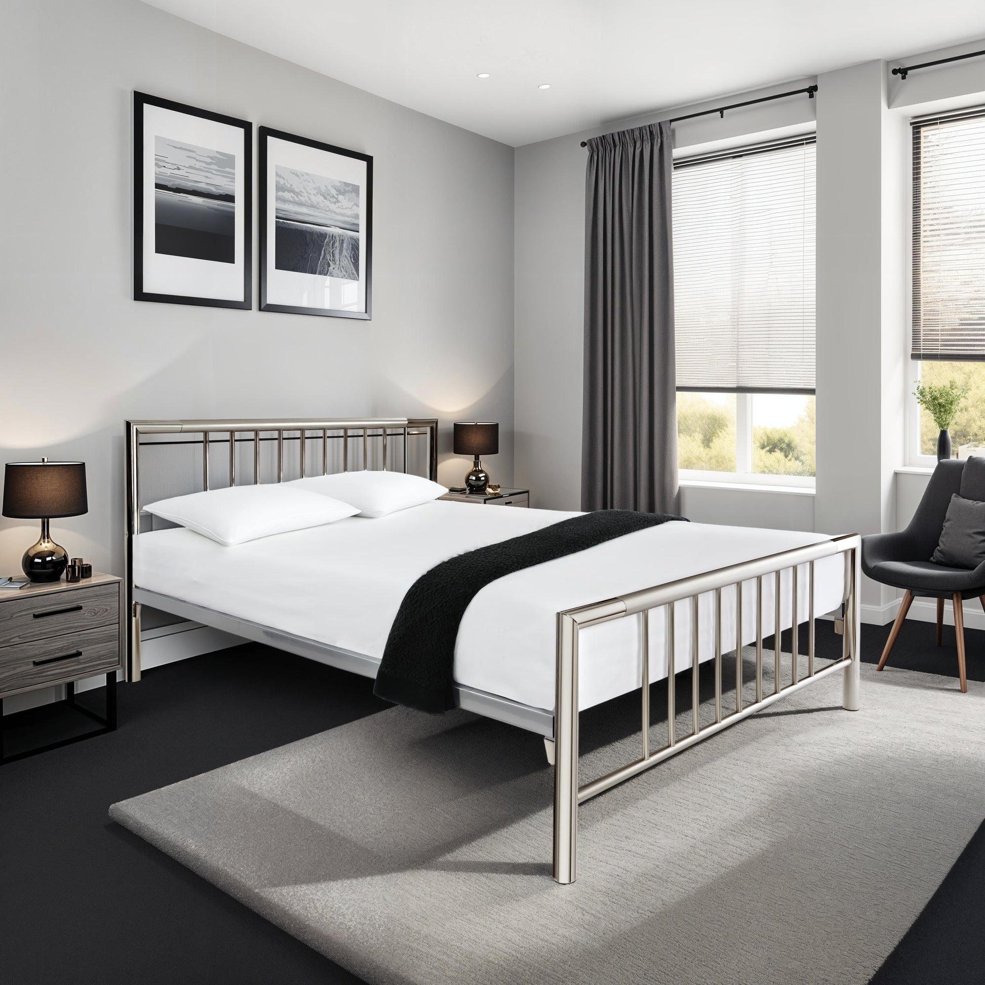 Concorde Chrome Metal Bed Frame