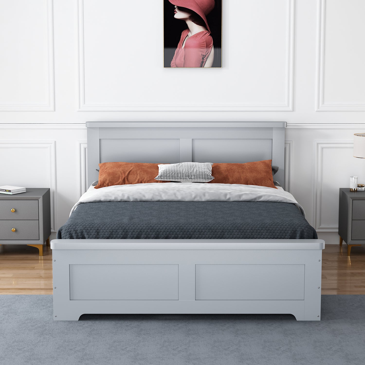 Coastal Four Drawer Wooden Bed Frame - Grey 3