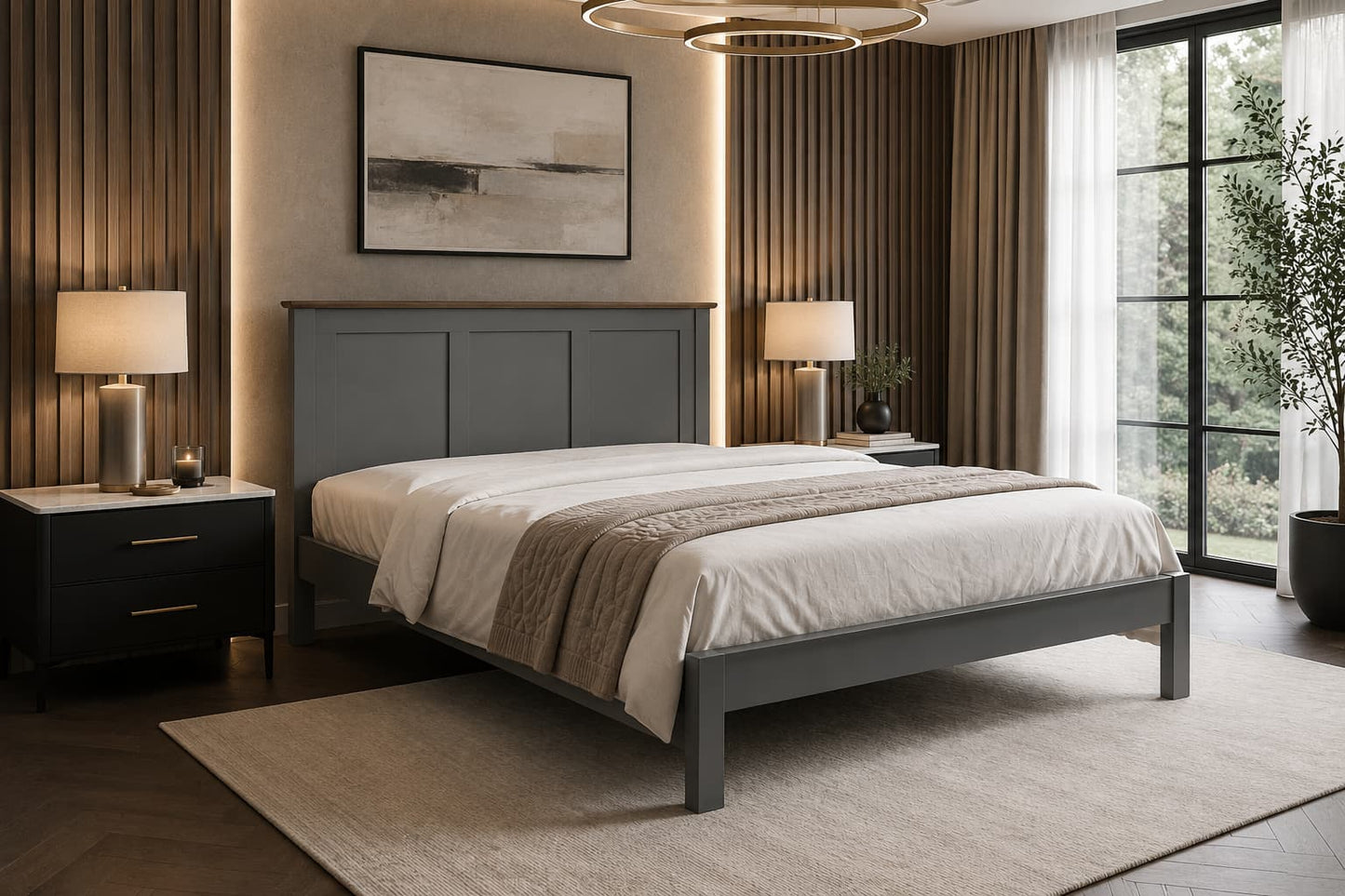 Conway Wooden Bed Frame - Grey 2