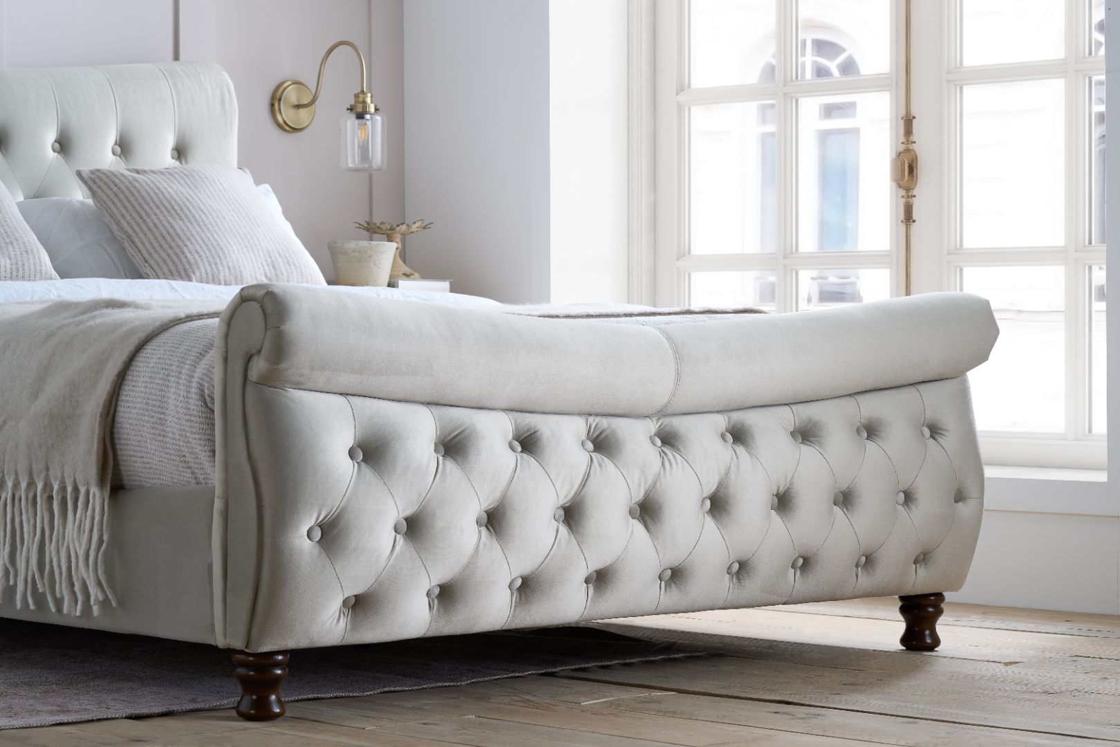 Birlea Copenhagen Stone Fabric Bed Frame Footboard