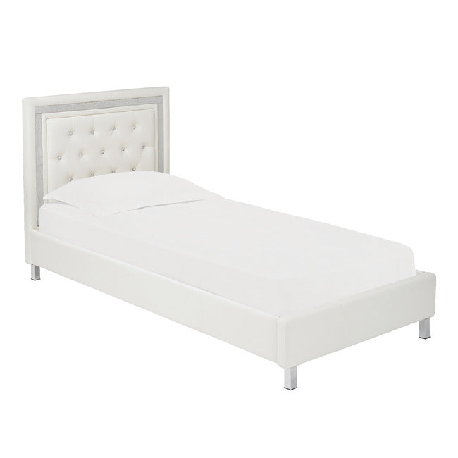 Luminosa Living Chino White Faux Leather Bed Frame Single