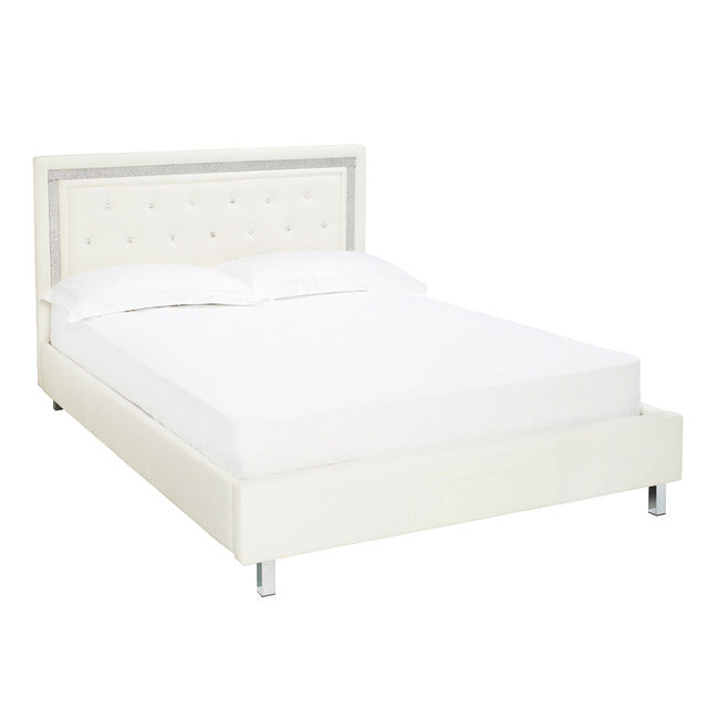 Luminosa Living Chino White Faux Leather Bed Frame Double