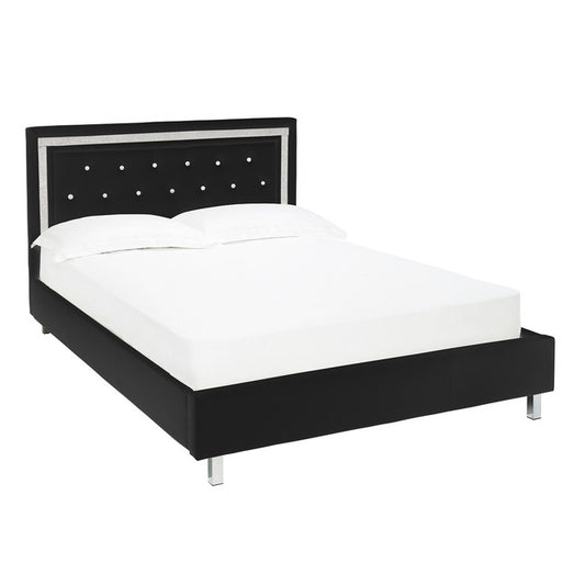 Luminosa Living Chino Black Faux Leather Bed Frame - Kingsize