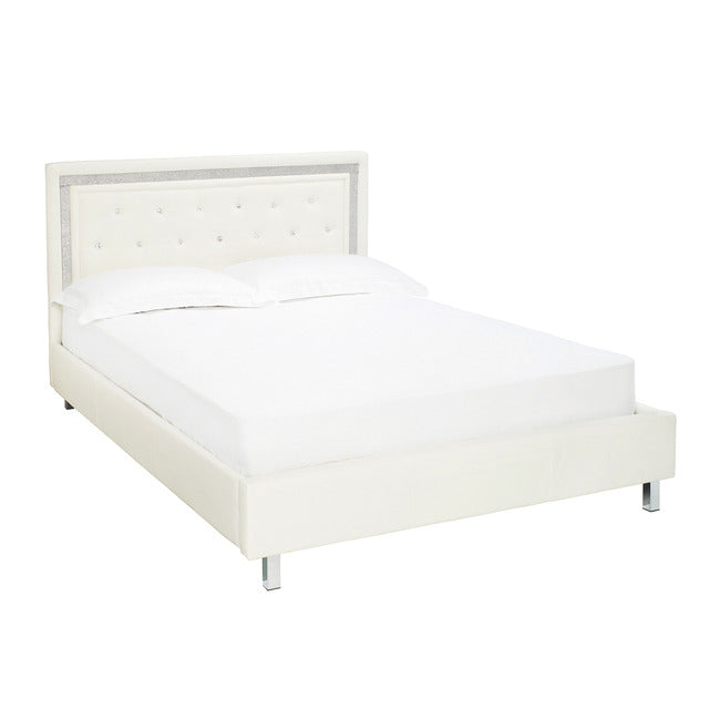 Luminosa Living Chino White Faux Leather Bed Frame Kingsize