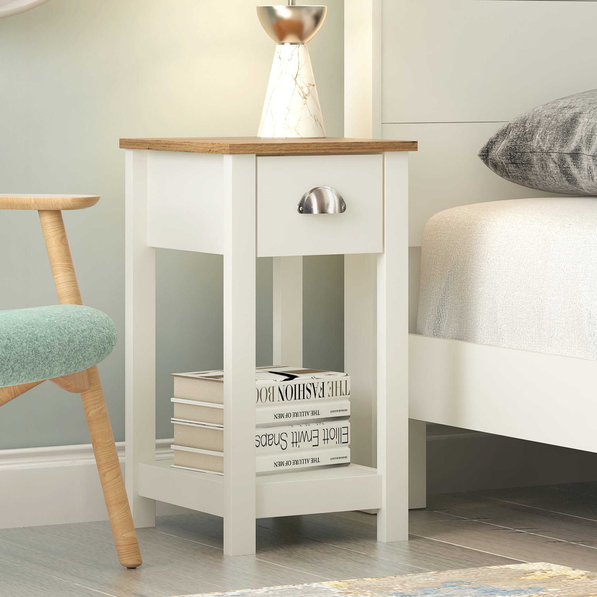 GFW Dawlish 1 Drawer Bedside - Ivory 2