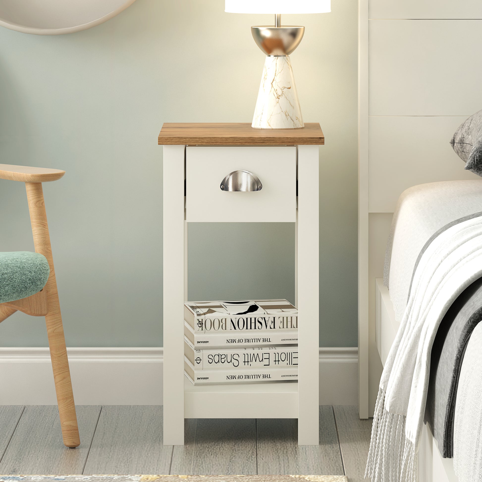 GFW Dawlish 1 Drawer Bedside - Ivory