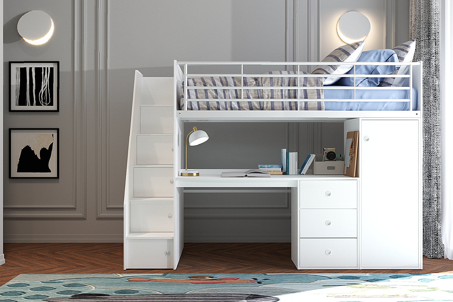 Melbourne Wooden High Sleeper - White