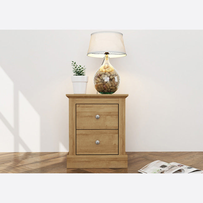 Luminosa Living Dallas 2 Drawer Bedside - Oak