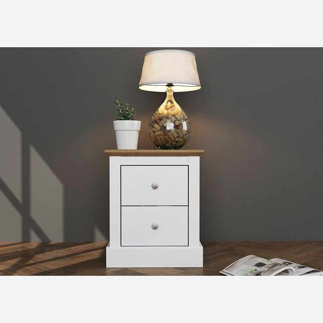 Luminosa Living Dallas 2 Drawer Bedside - White