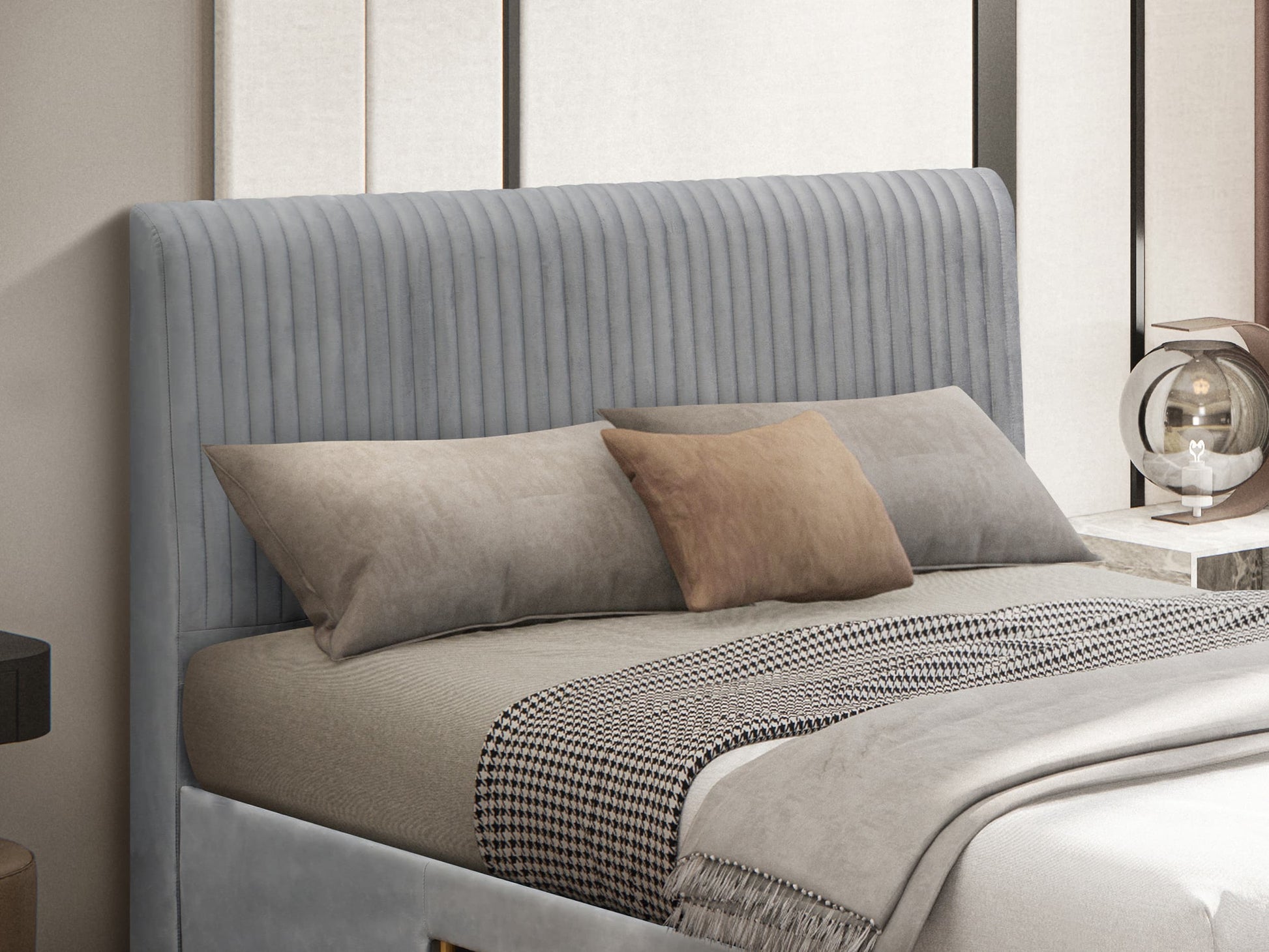 Dominica Frame Grey Headboard Close Up