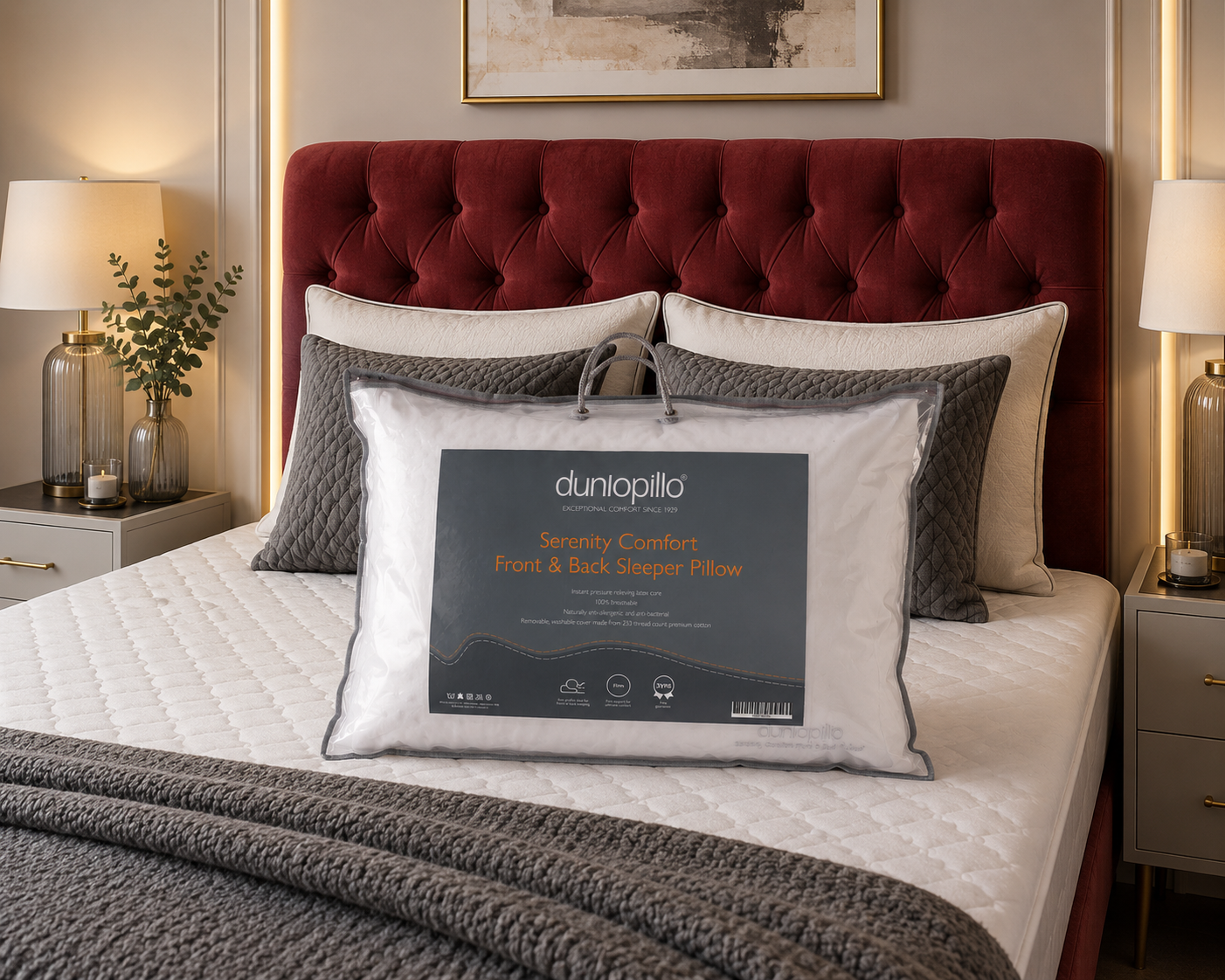 Dunlopillo Serenity Back Sleeper Latex Pillow - Slim