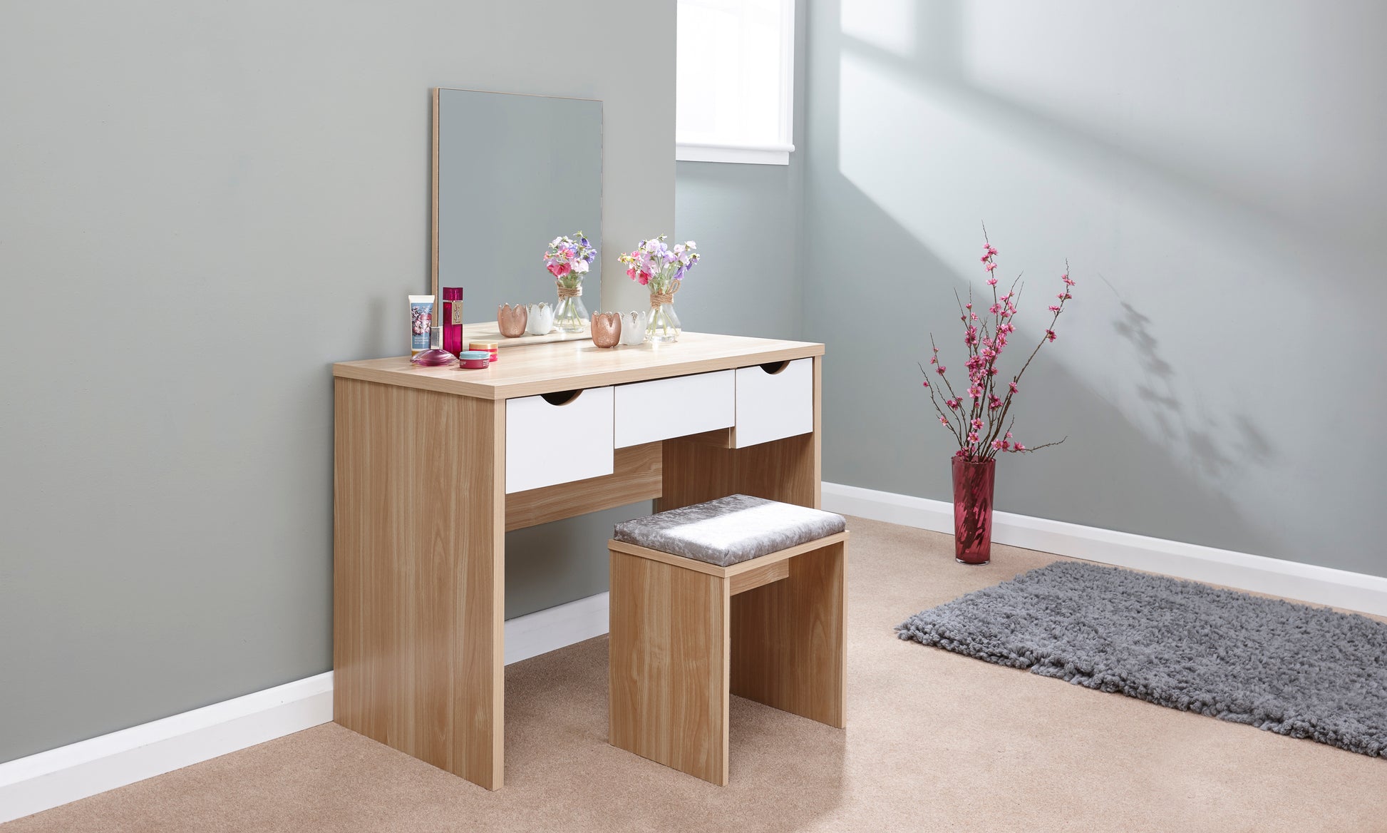 GFW Elizabeth Dressing Table - Oak & White