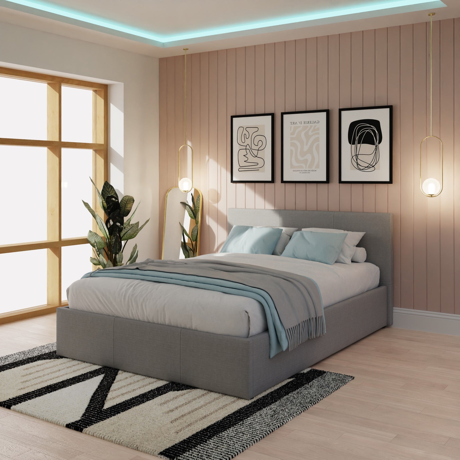 GFW End Lift Fabric Ottoman Bed Frame Grey – Bed Factory Direct