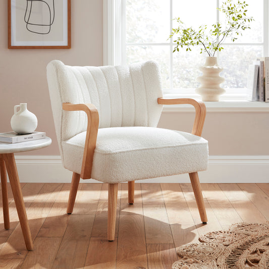GFW Enzo Boucle Teddy Accent Chair - Cream 