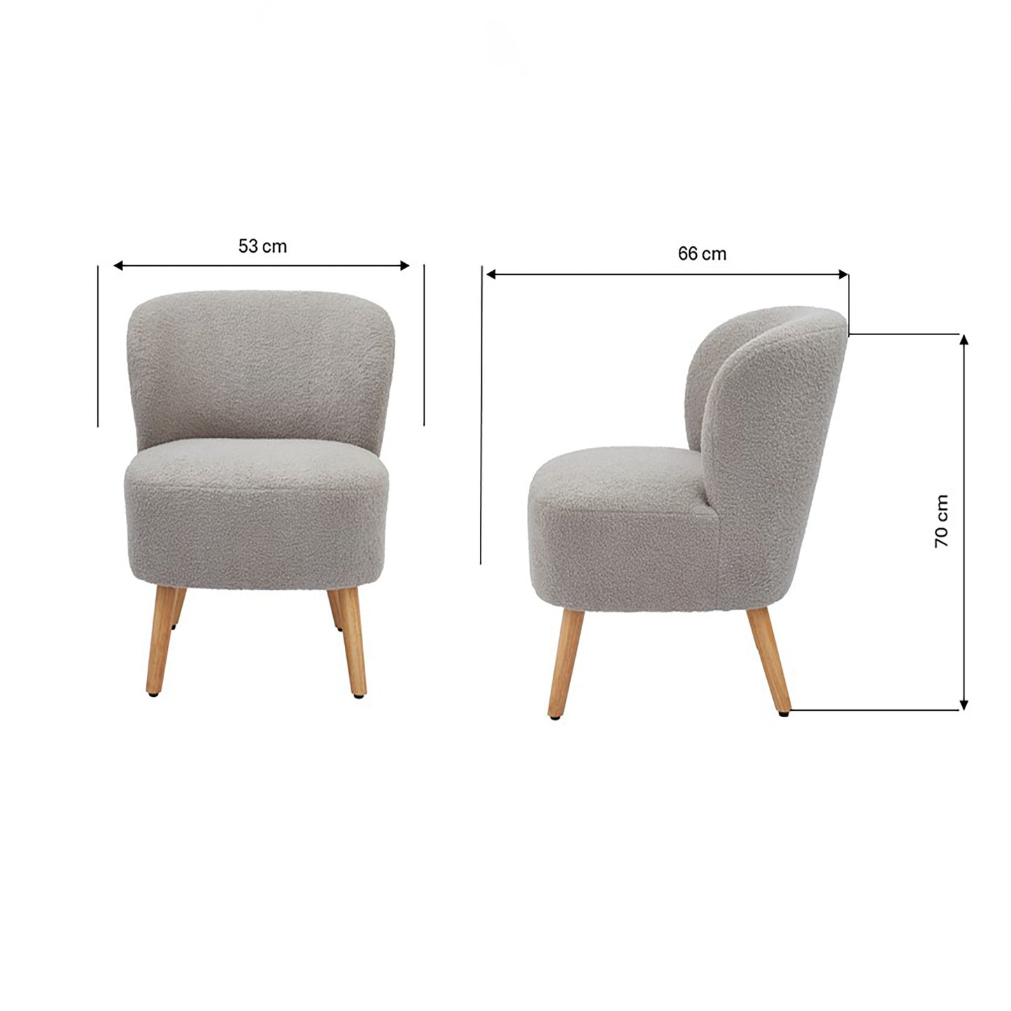 GFW Evie Boucle Teddy Accent Chair - Grey Dimensions