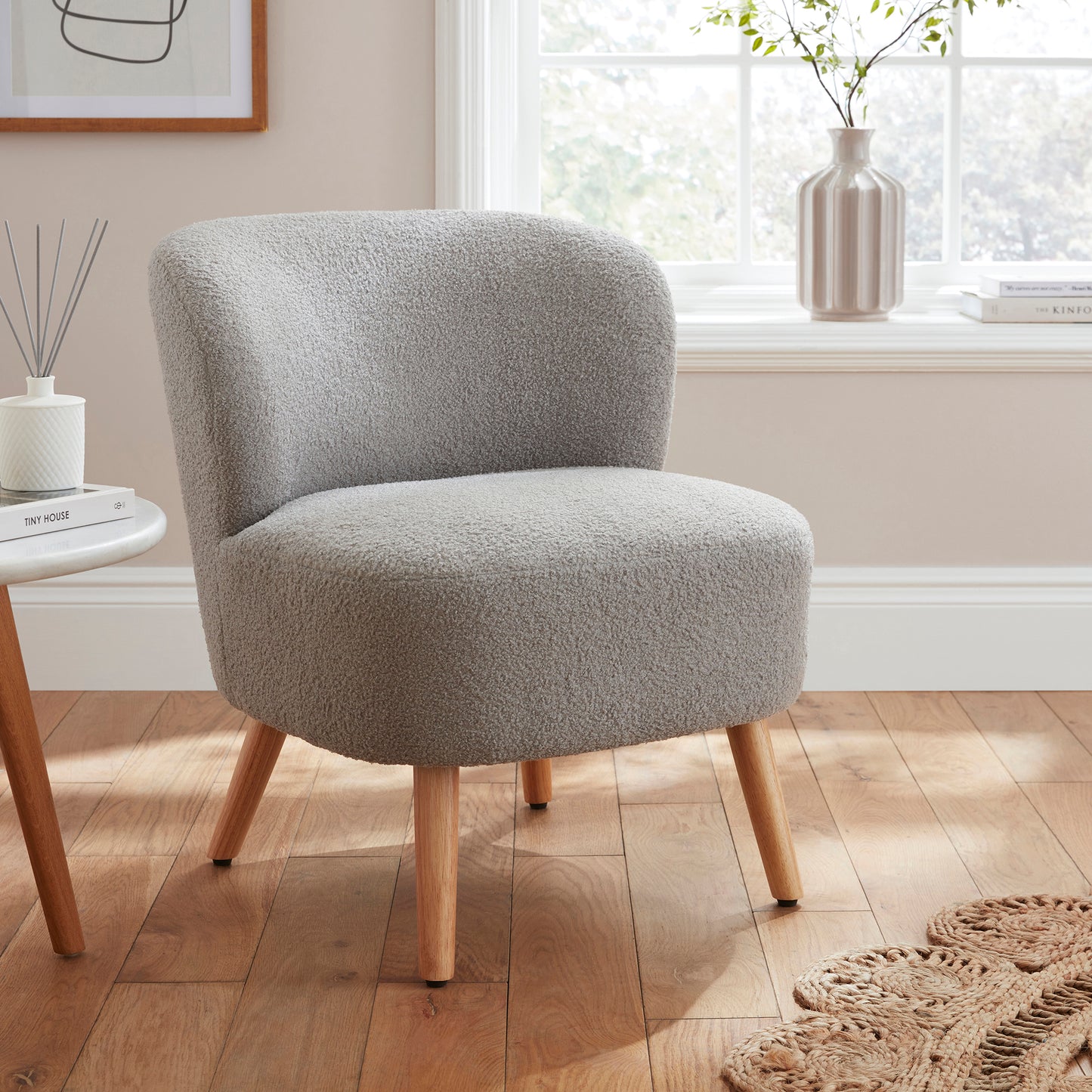 GFW Evie Boucle Teddy Accent Chair - Grey
