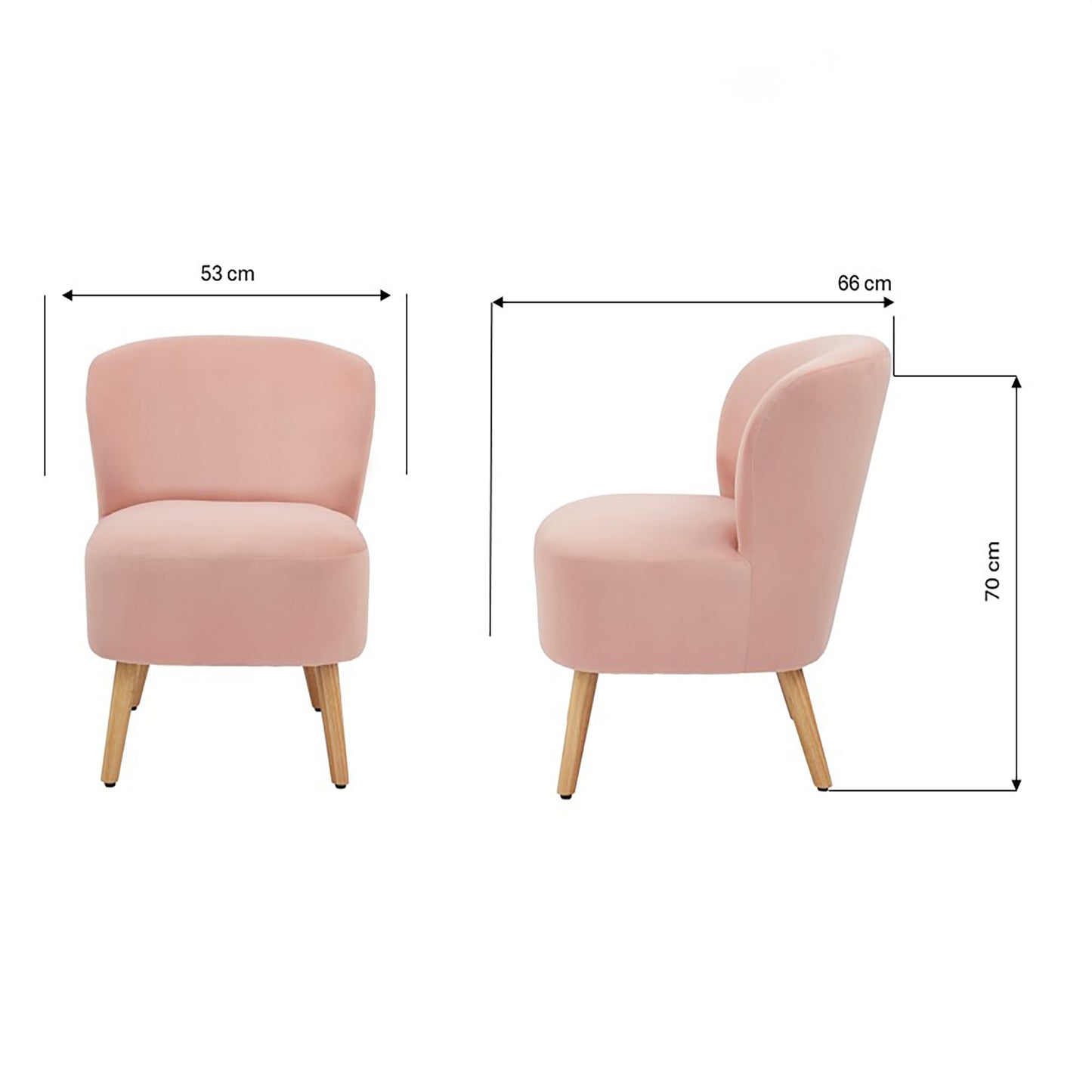 GFW Evie Velvet Accent Chair - Blush Pink Dimensions