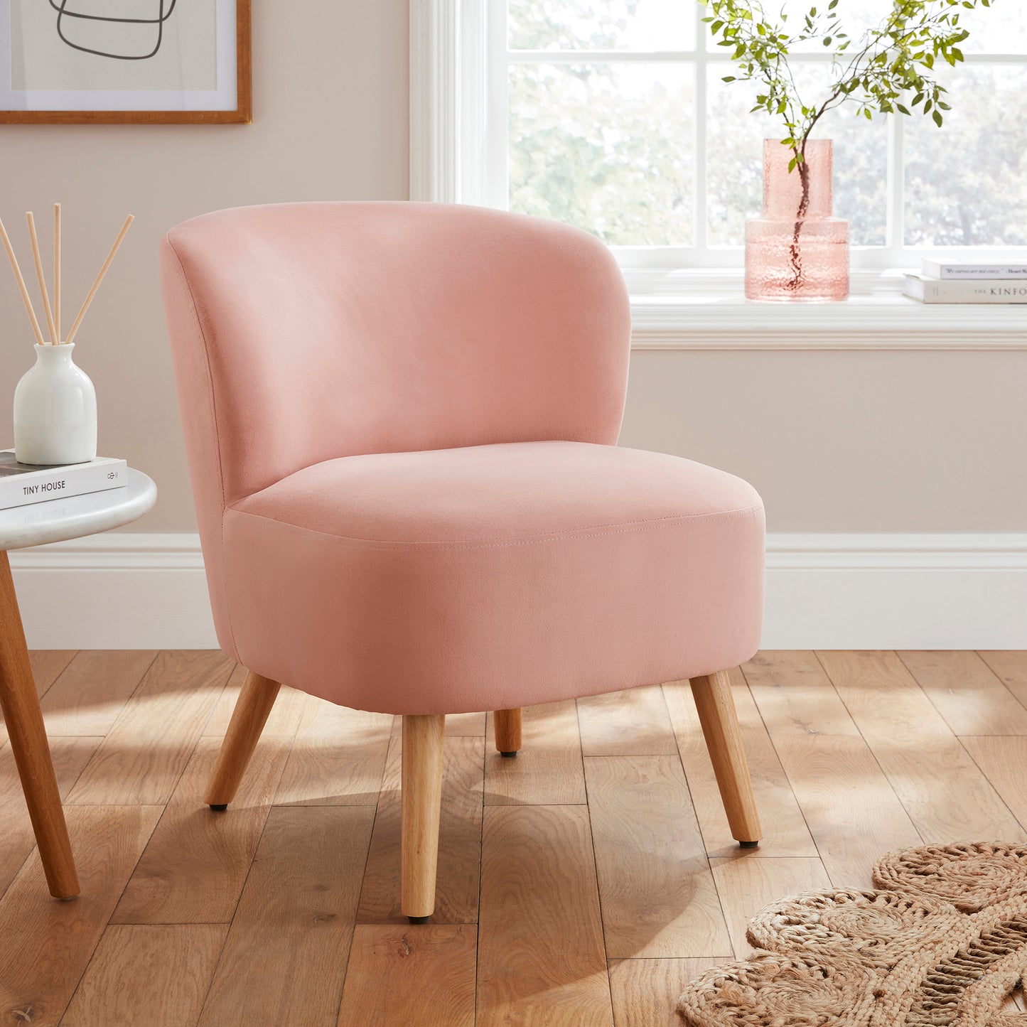 GFW Evie Velvet Accent Chair - Blush Pink
