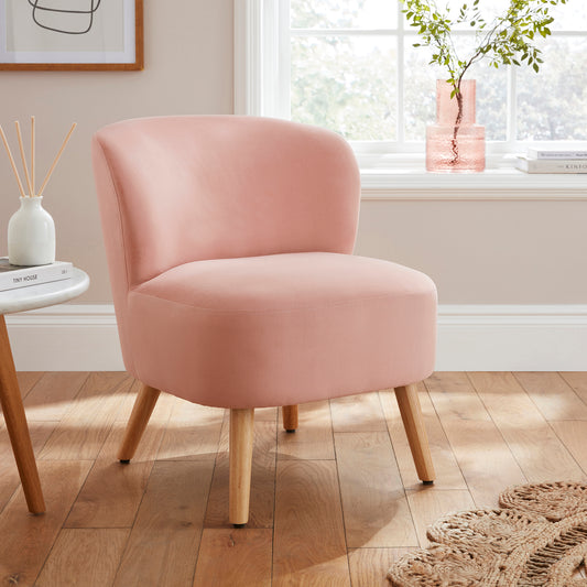 GFW Evie Velvet Accent Chair - Blush Pink