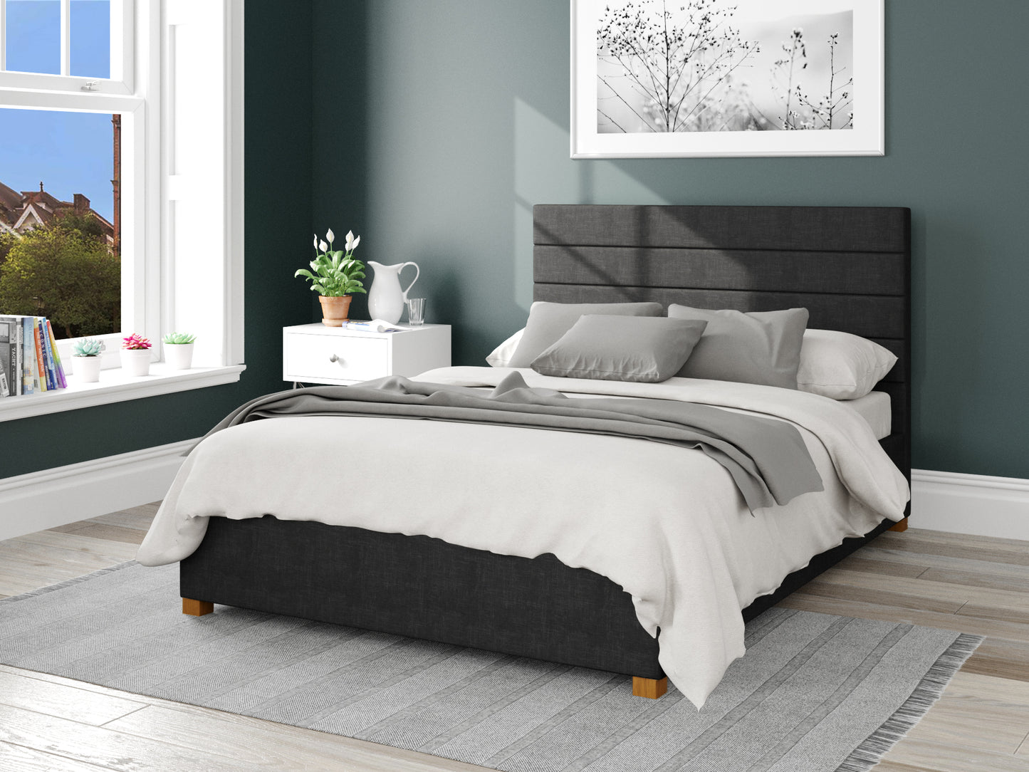 Calypso Fabric End Opening Ottoman Bed - Malham Weave Ebony