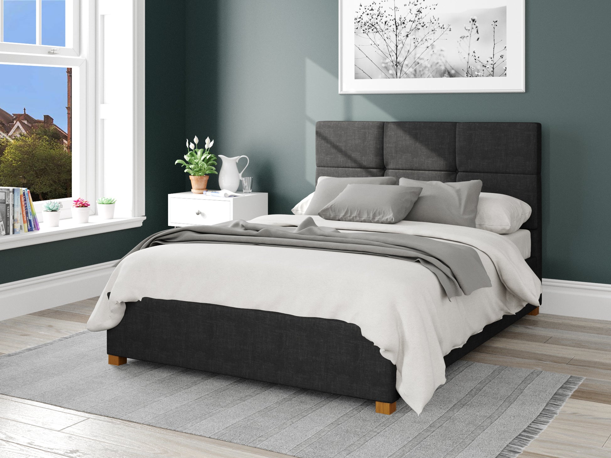 Francisco Fabric End Opening Ottoman Bed - Malham Weave Ebony