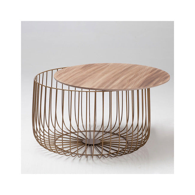 Luminosa Living Earle Cage Table - Gold & Oak large