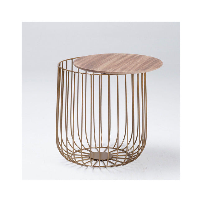 Luminosa Living Earle Cage Table - Gold & Oak small