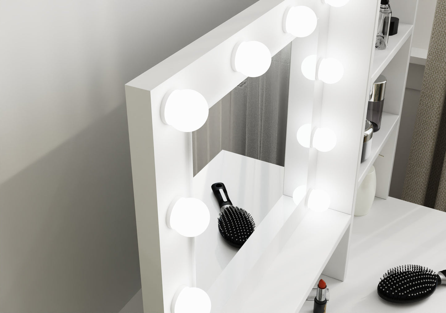 GFW Eva White 2 Drawer Dressing Table Set With LED Lighting 2