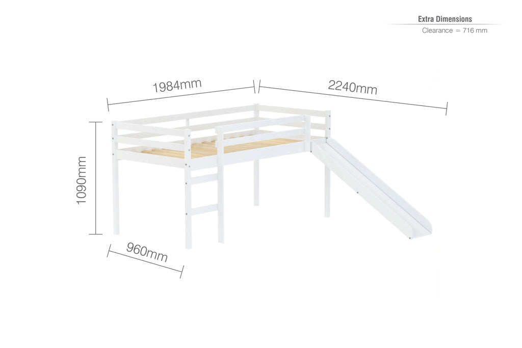 Birlea Frankie Midi Sleeper With Slide - White 4