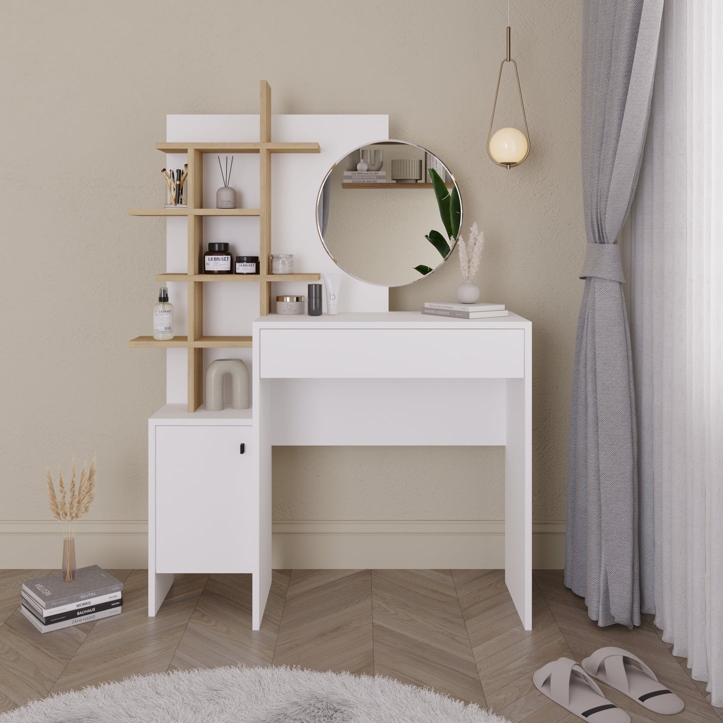 GFW Freyja Dressing Table - White & Oak