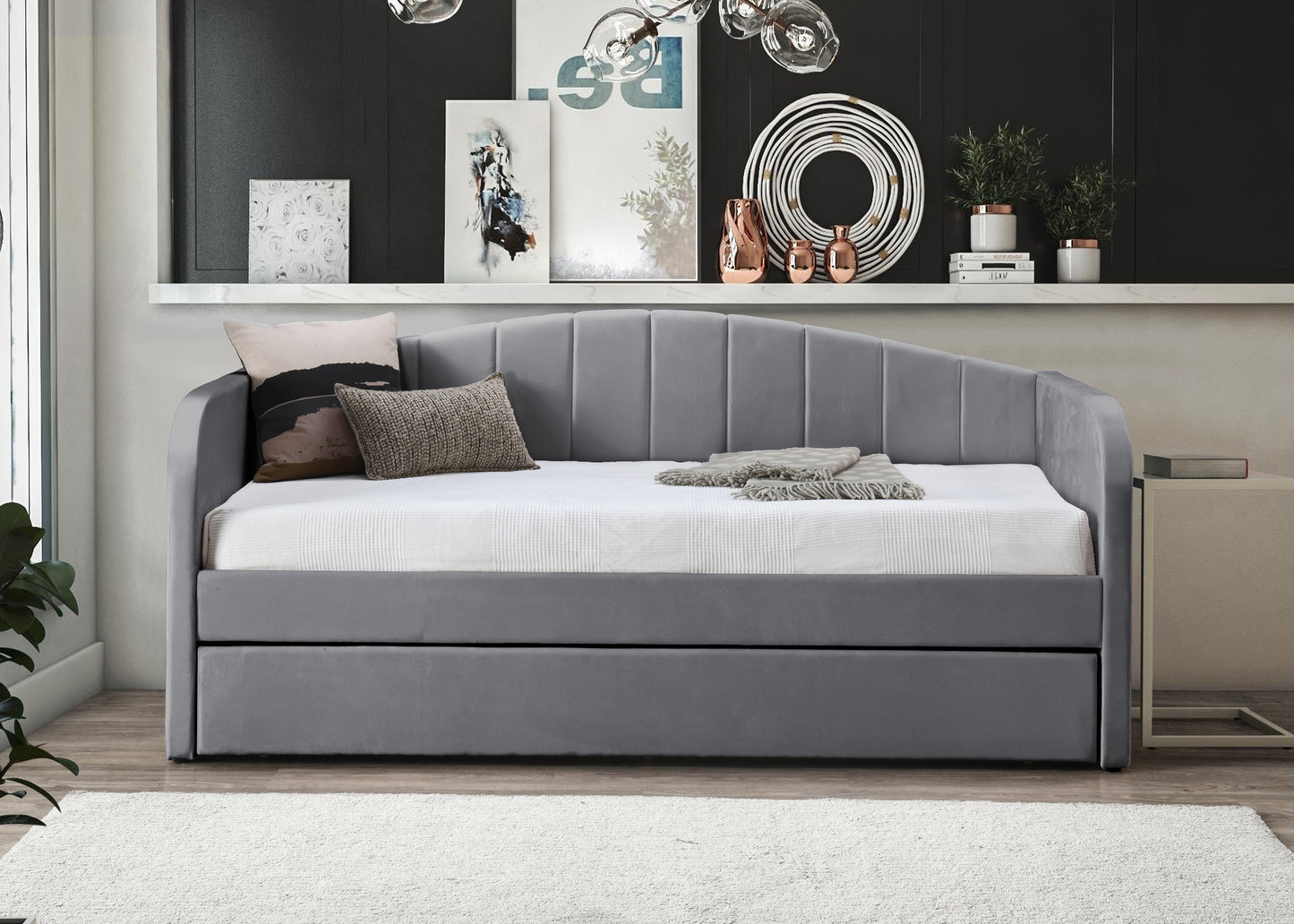 Newberry Fabric Day Bed - Grey 2