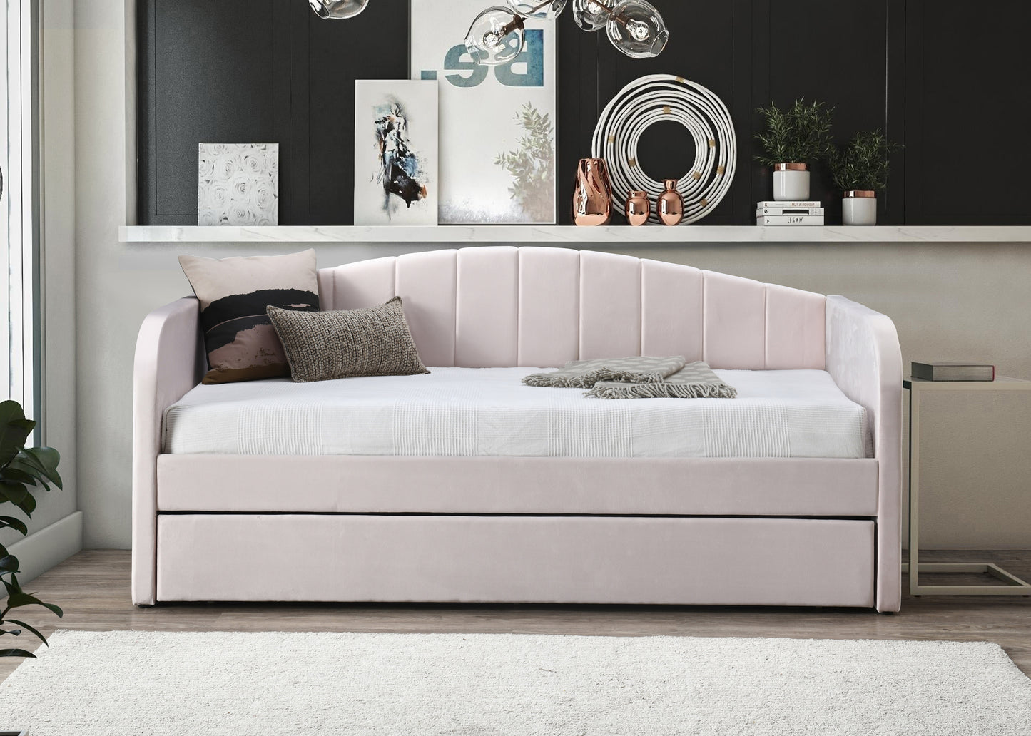 Newberry Fabric Day Bed - Pink 2