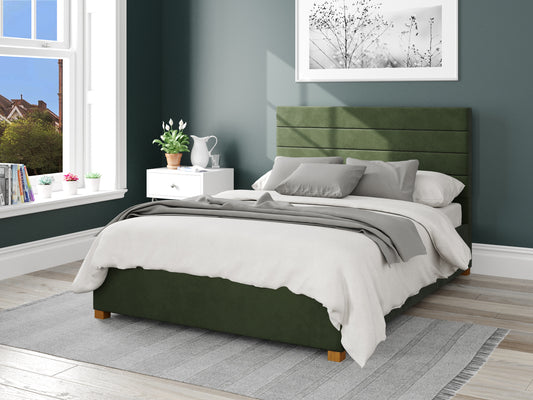 Calypso Fabric End Opening Ottoman Bed - Plush Velvet Forest Green