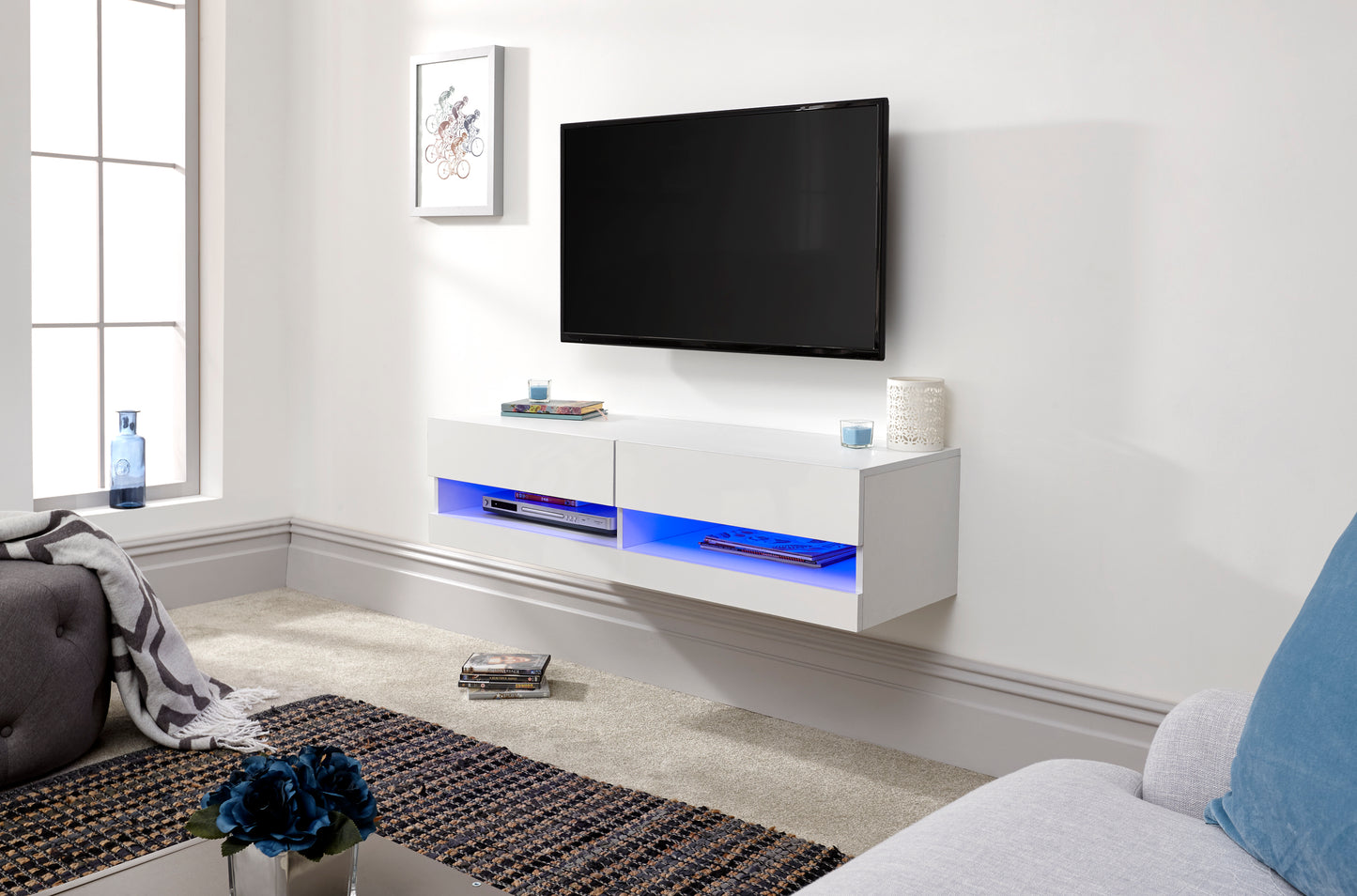 GFW 120cm Galicia Wall TV Unit - White