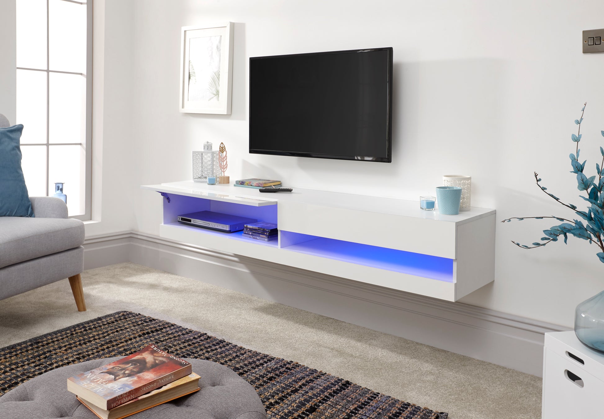 GFW 180cm Galicia Wall TV Unit - White 3