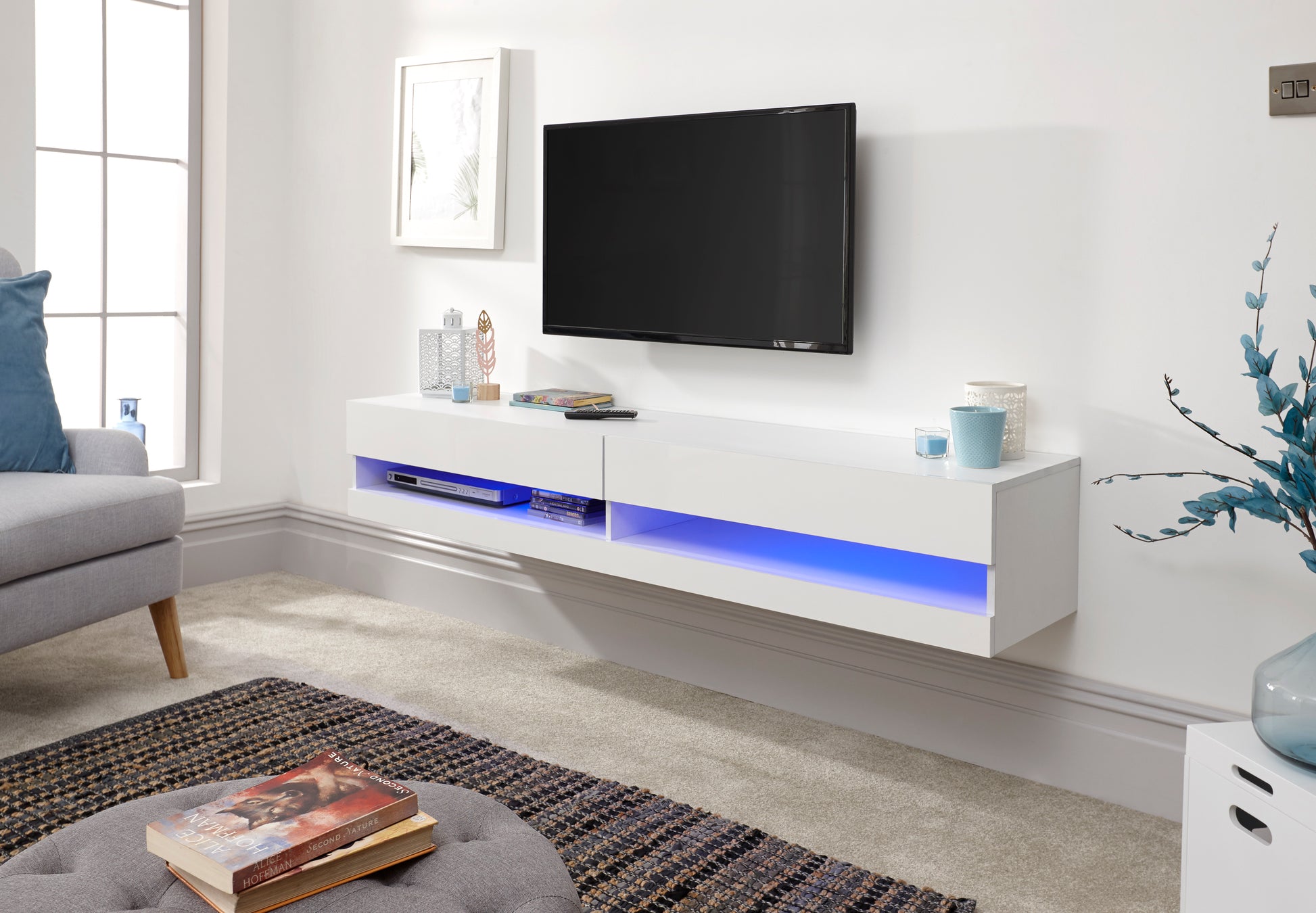 GFW 150cm Galicia Wall TV Unit - White