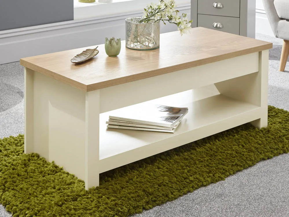 GFW Lancaster Lift Up Coffee Table - Cream