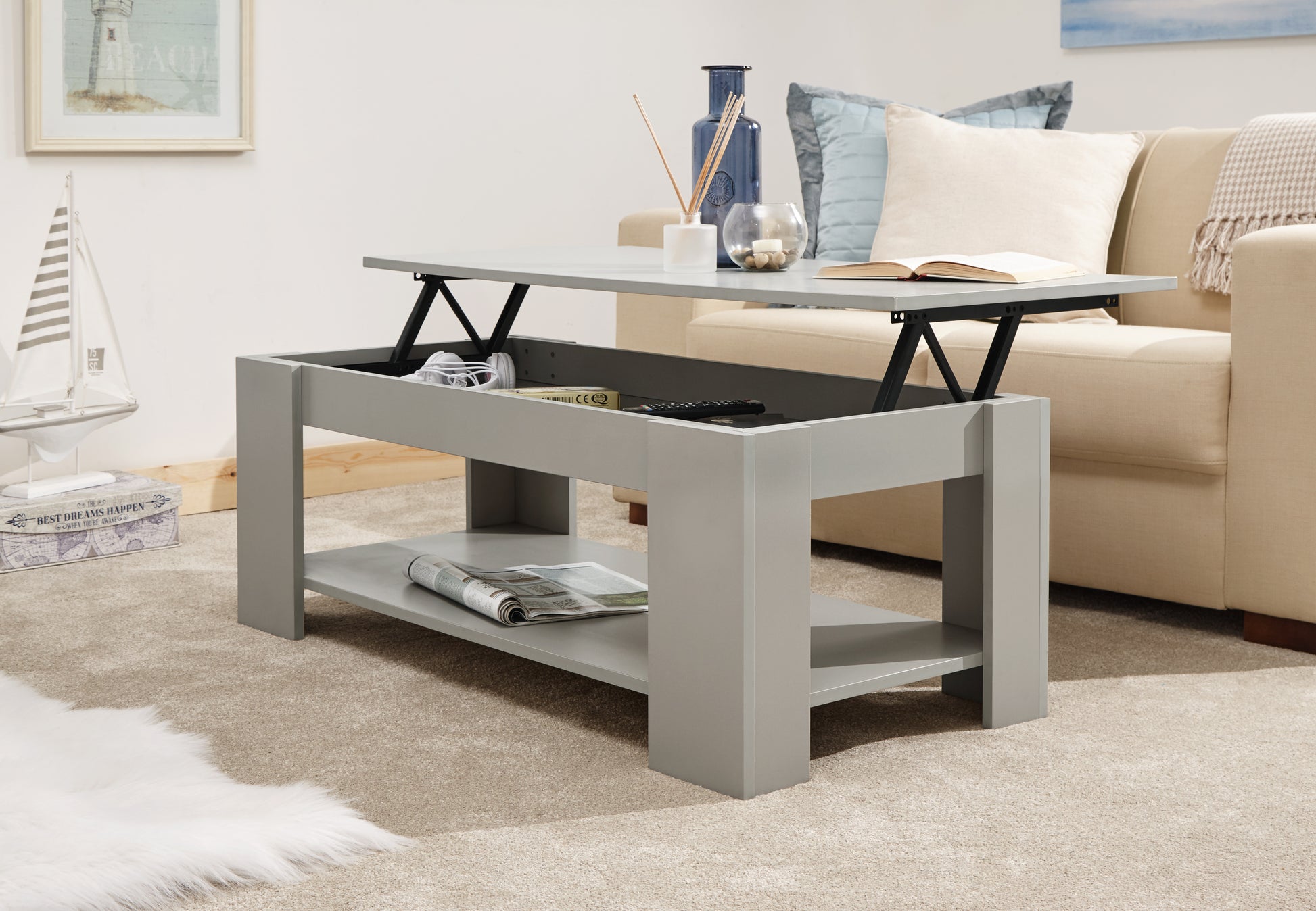 GFW Lift Up Coffee Table - Grey 2