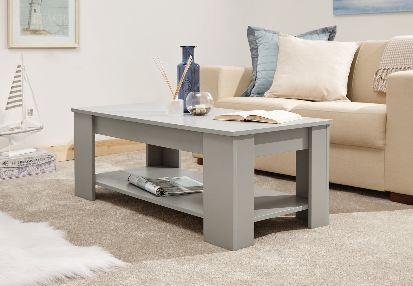 GFW Lift Up Coffee Table - Grey