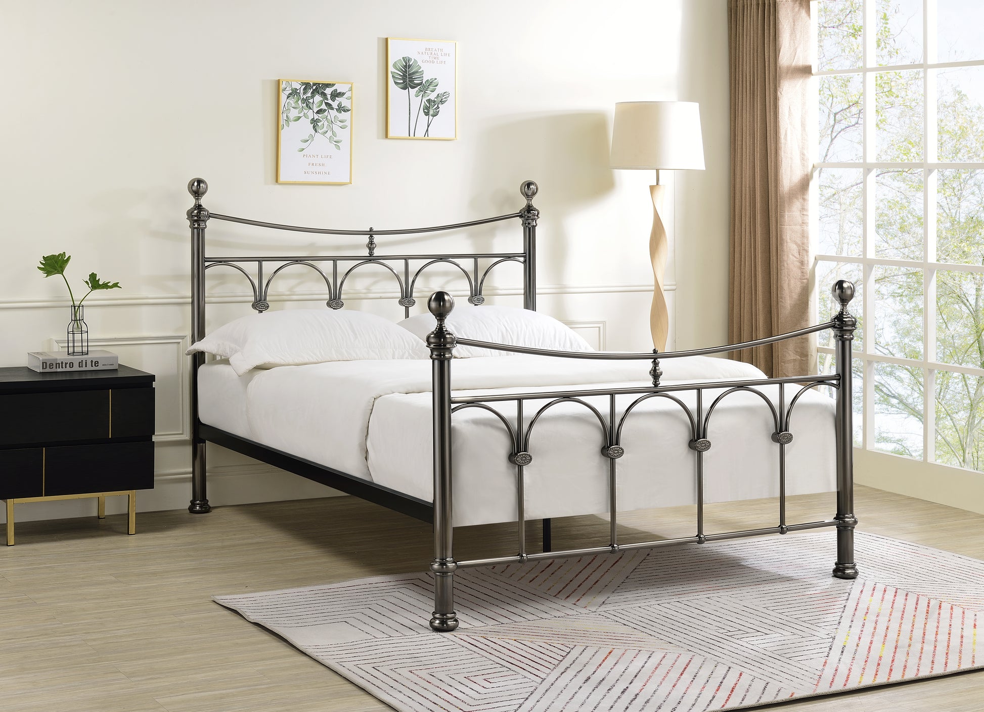 Garrick Nickel Metal Bed - Double