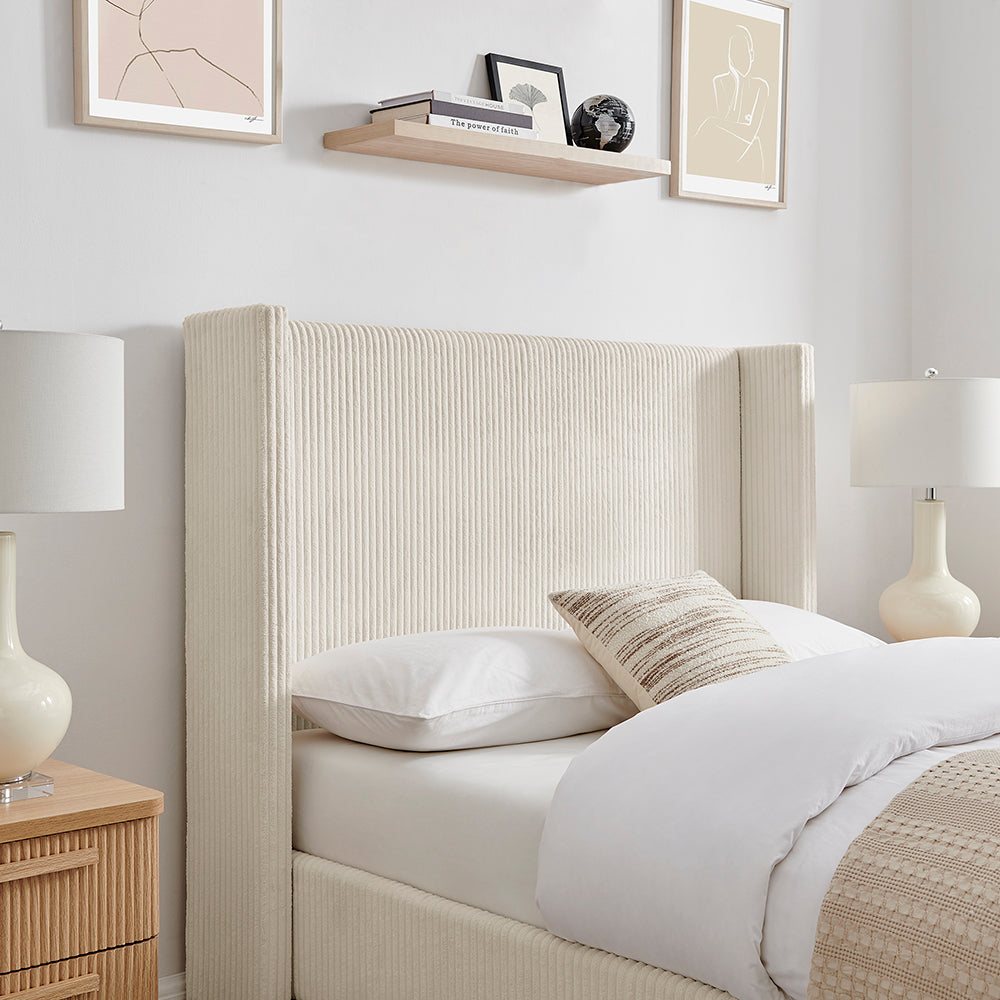 Limelight Gemini Natural Fabric Bed Frame - headboard close up