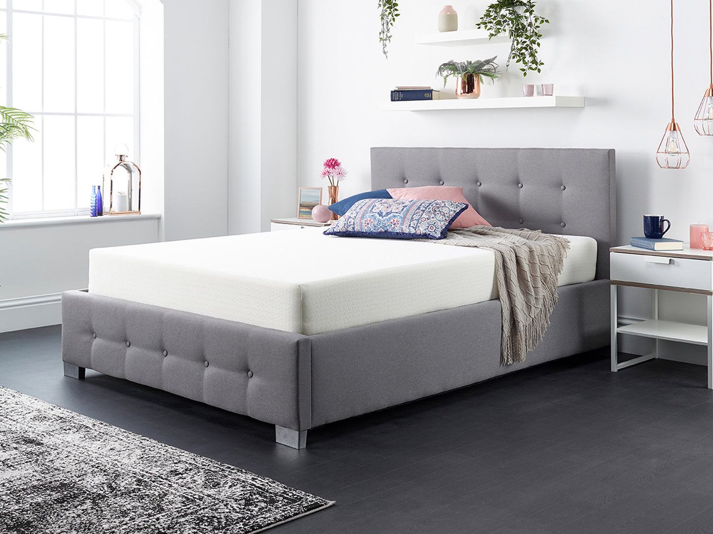 Ariel Fabric End Opening Ottoman Bed - Grey Linen