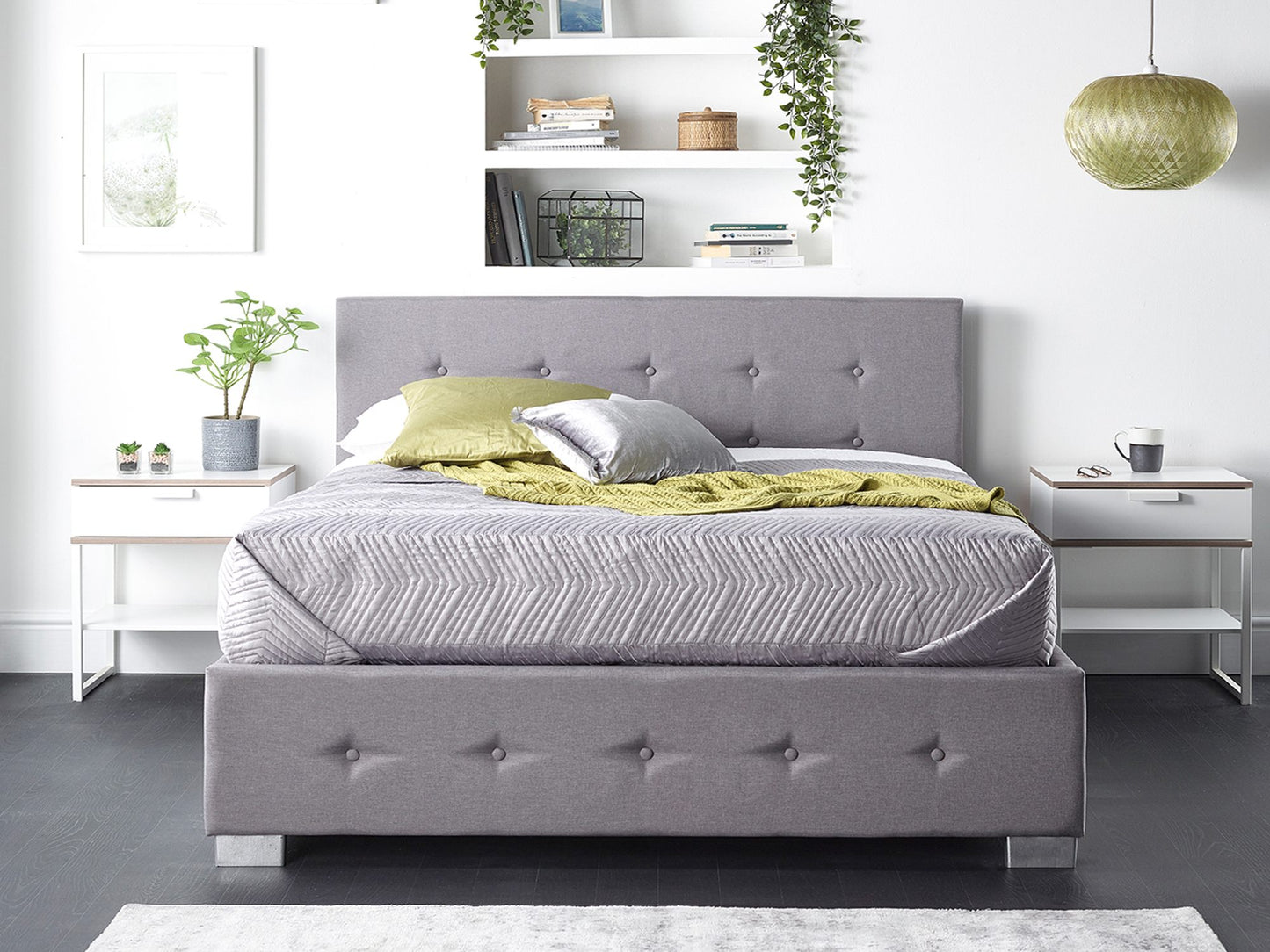 Cupid Fabric Side Opening Ottoman Bed - Grey Linen 3