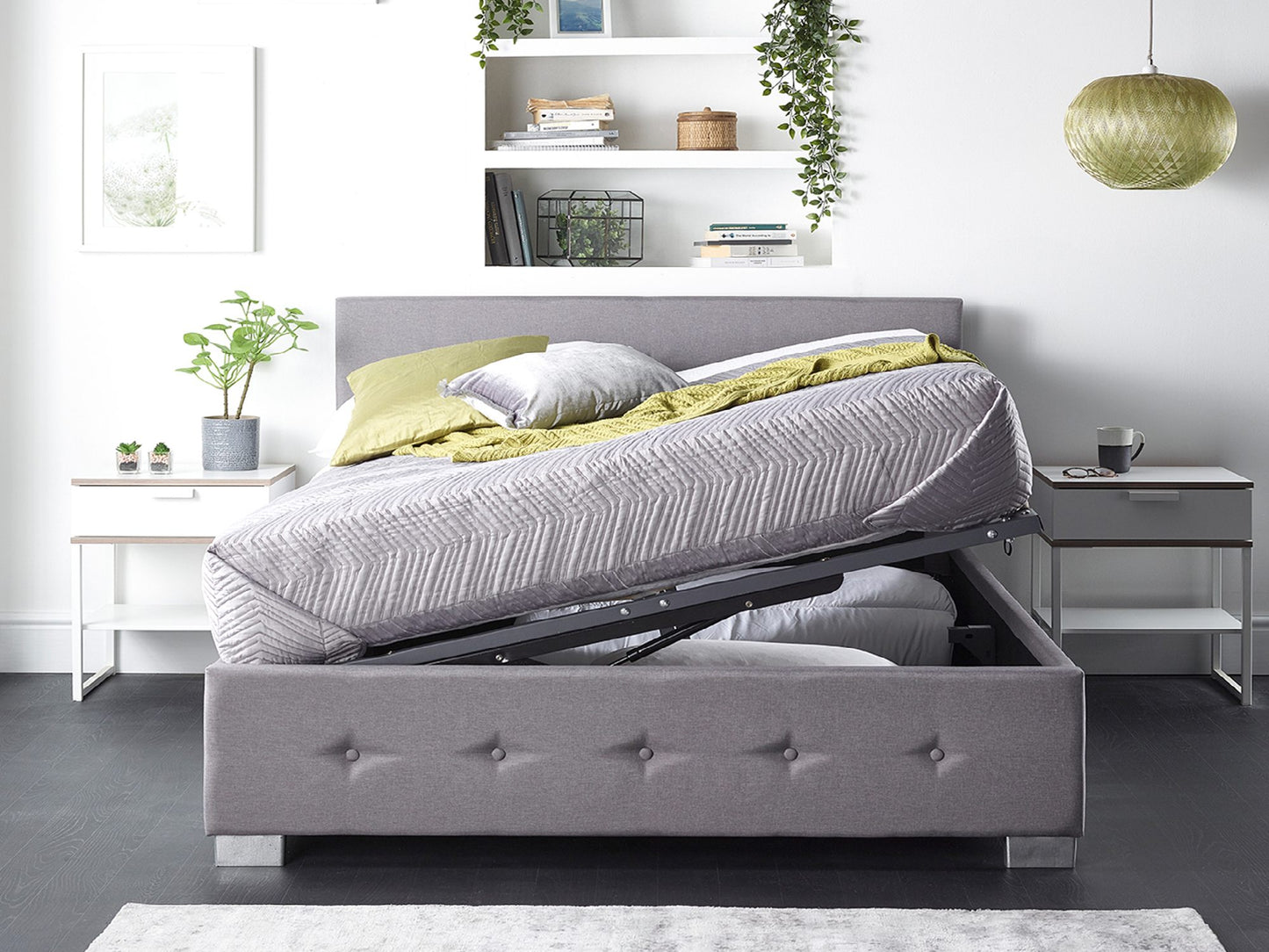 Cupid Fabric Side Opening Ottoman Bed - Grey Linen 4