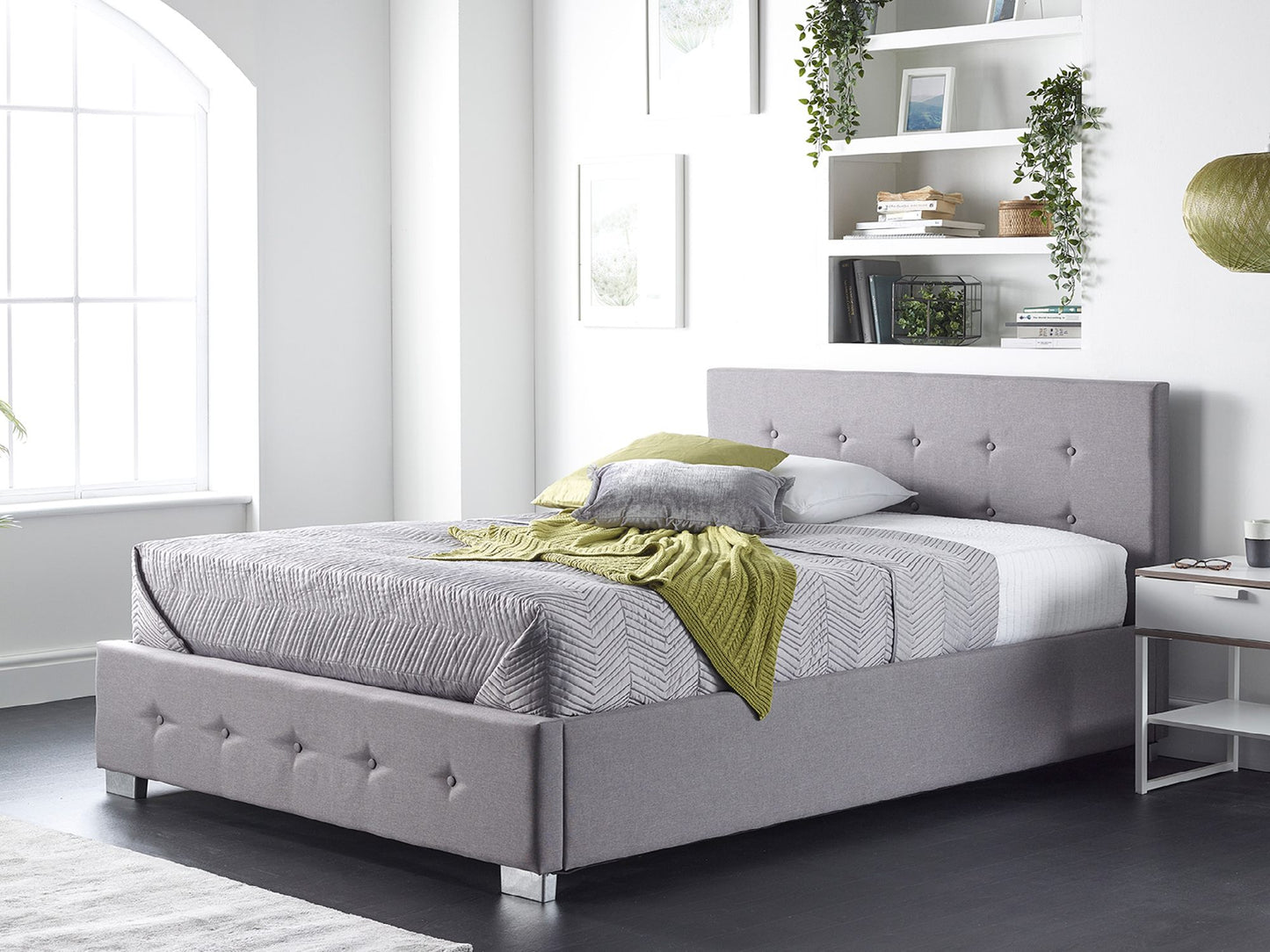 Cupid Fabric Side Opening Ottoman Bed - Grey Linen