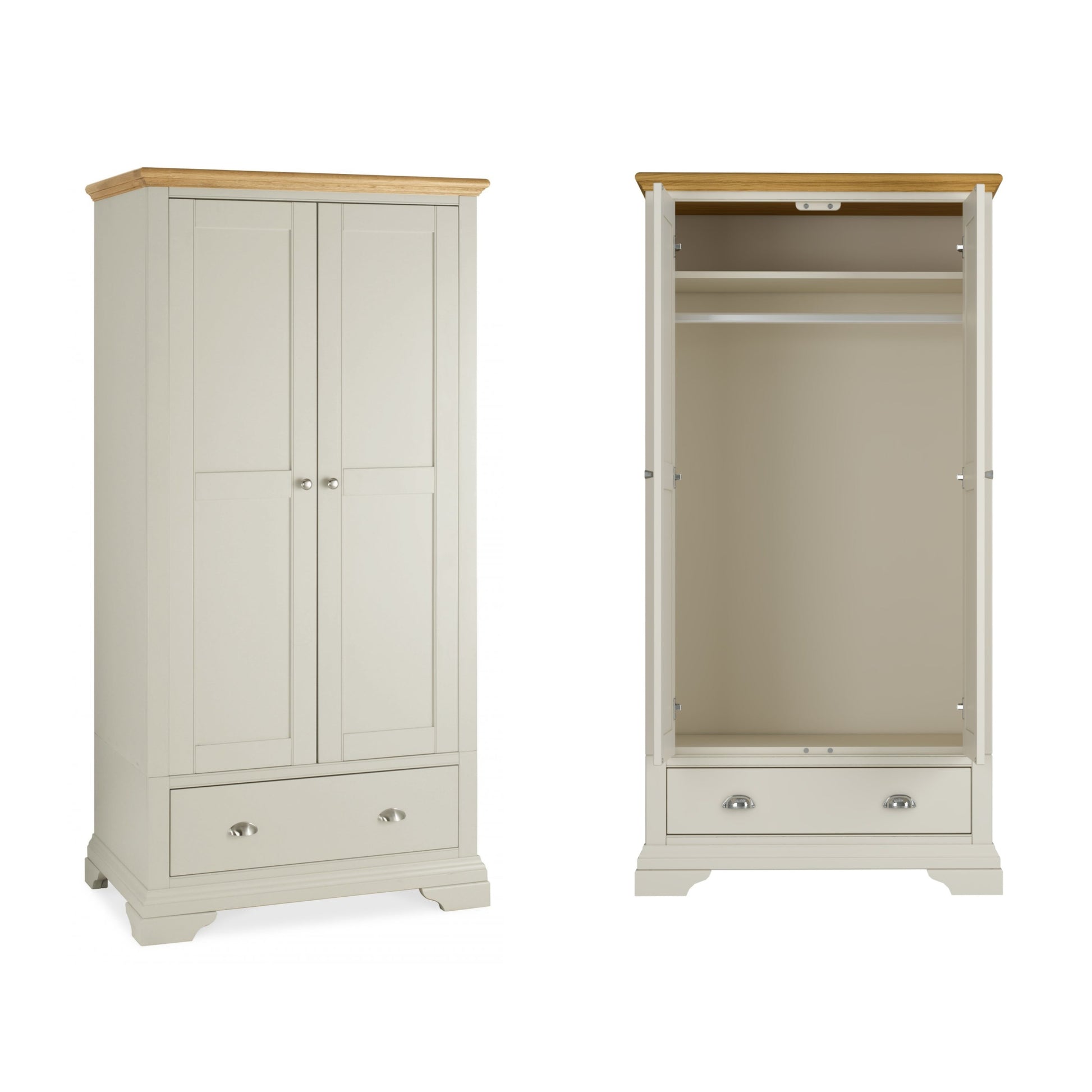 Hampstead Soft Grey & Pale Oak Double Wardrobe