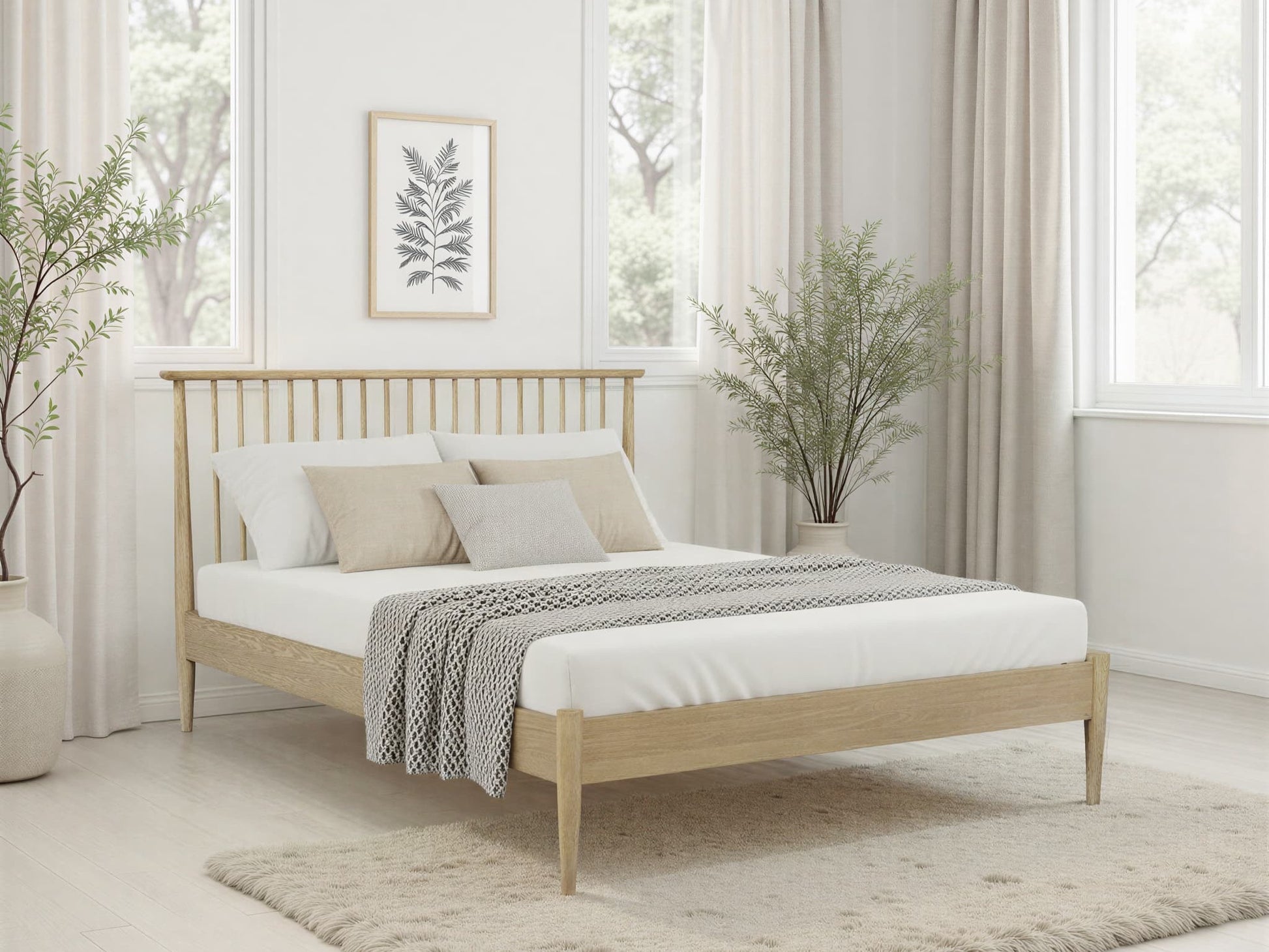 Griffith Oak Wooden Bed Frame Side